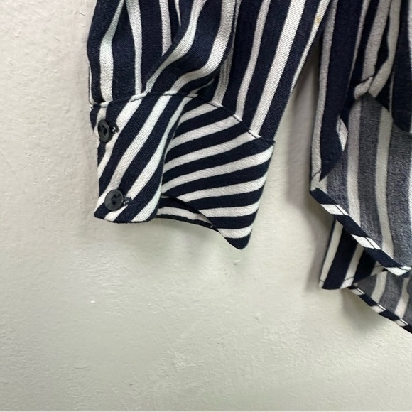 Zara Slouchy Striped High Low Tunic Faux Wrap Boho V-neck Blouse S - Picture 6 of 9